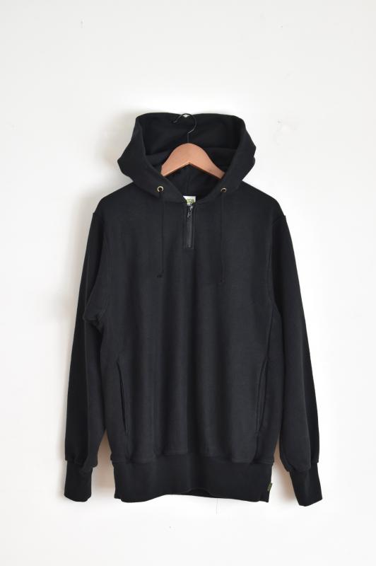 "Phatee" hemp sweat choco zip parka -black-