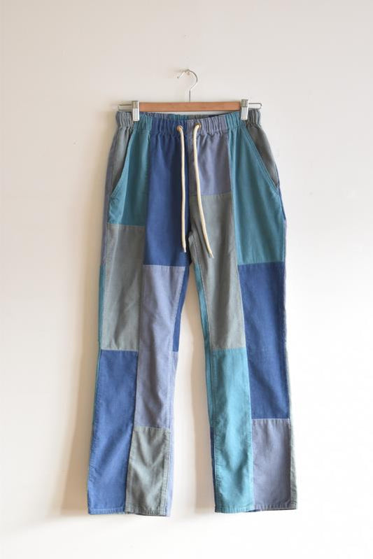「HAVE A GRATEFUL DAY」flower cut easy pants -blue-