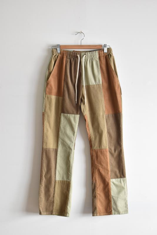 "HAVE A GRATEFUL DAY" flower cut easy pants -brown-