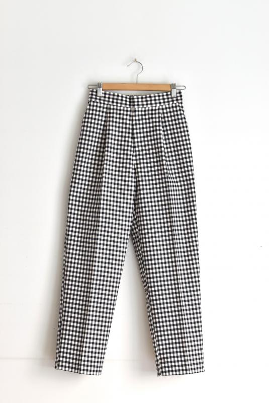 "hunch" gingham check tapered pants -black- (women)