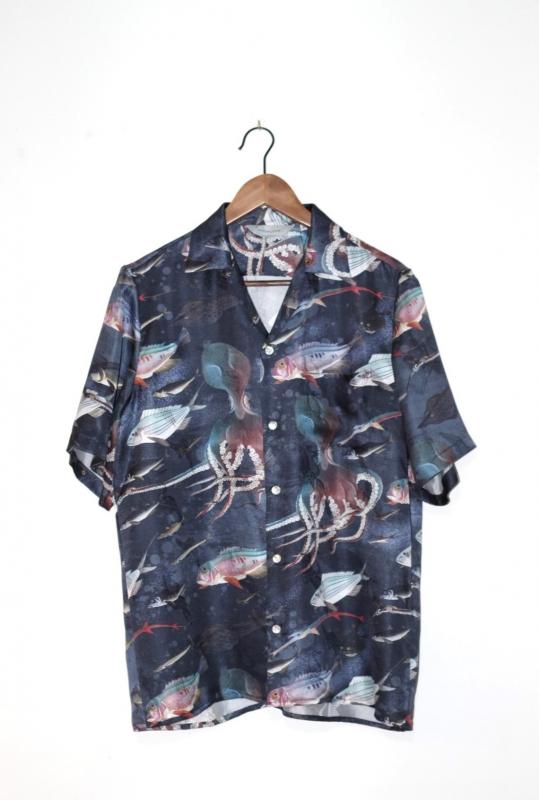「NIPOALOHA」silk s/s aloha shirt 諸魚図 -深海-