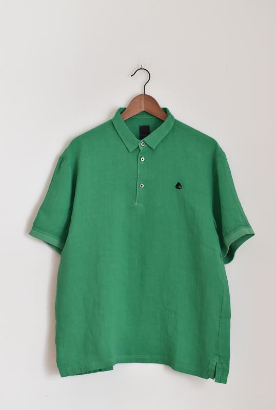 「maillot」linen polo shirt-tee -green-