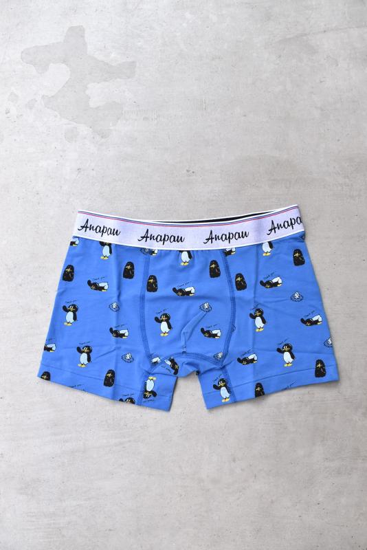 「anapau」boxer pants -サンキューペンギン blue-
