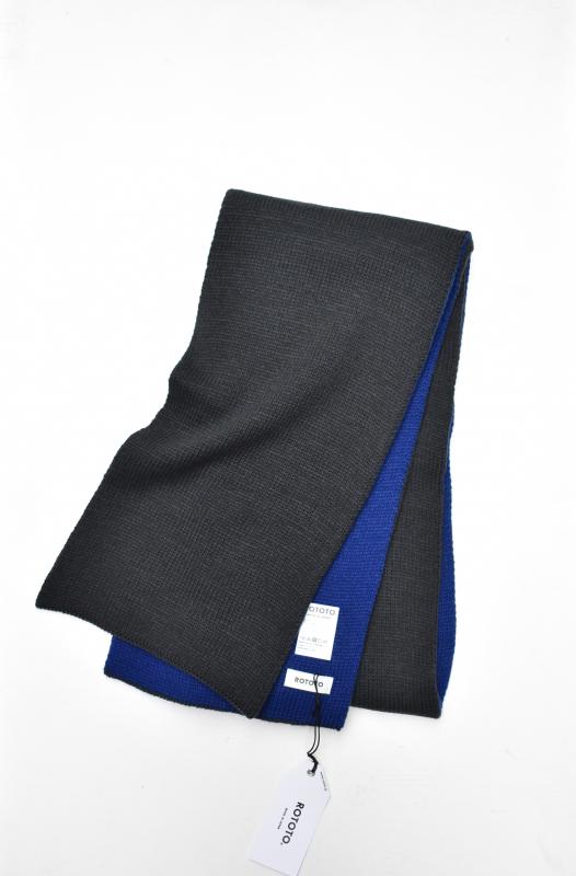 「ROTOTO」reversible chunky muffler-charcoal/blue-
