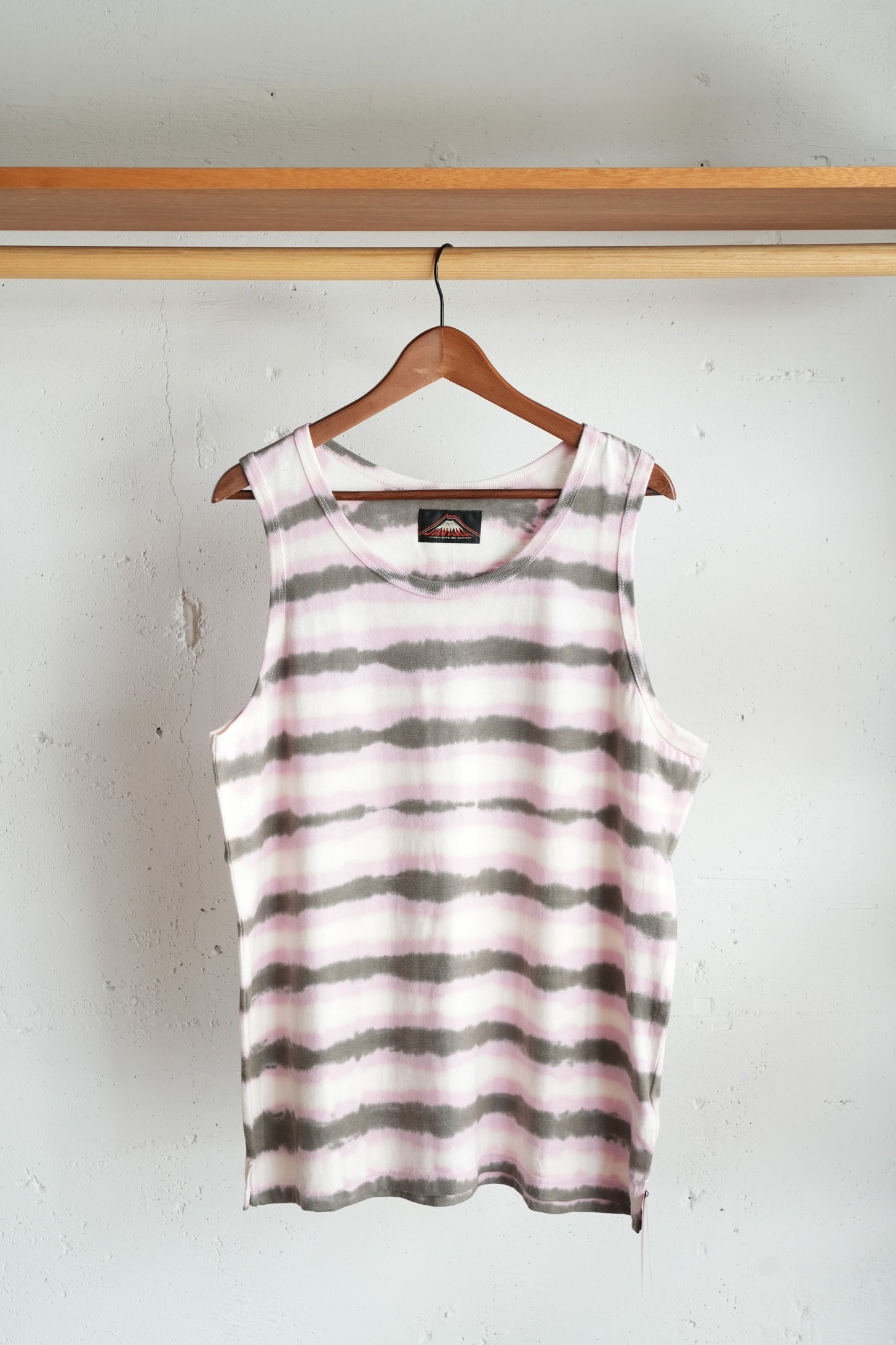「javara」hemp cotton tank top -border pink/gray-