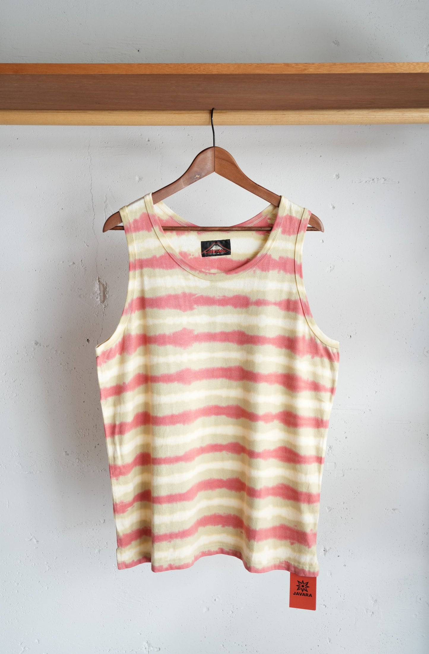 「javara」hemp cotton tank top -border yellow/orange-