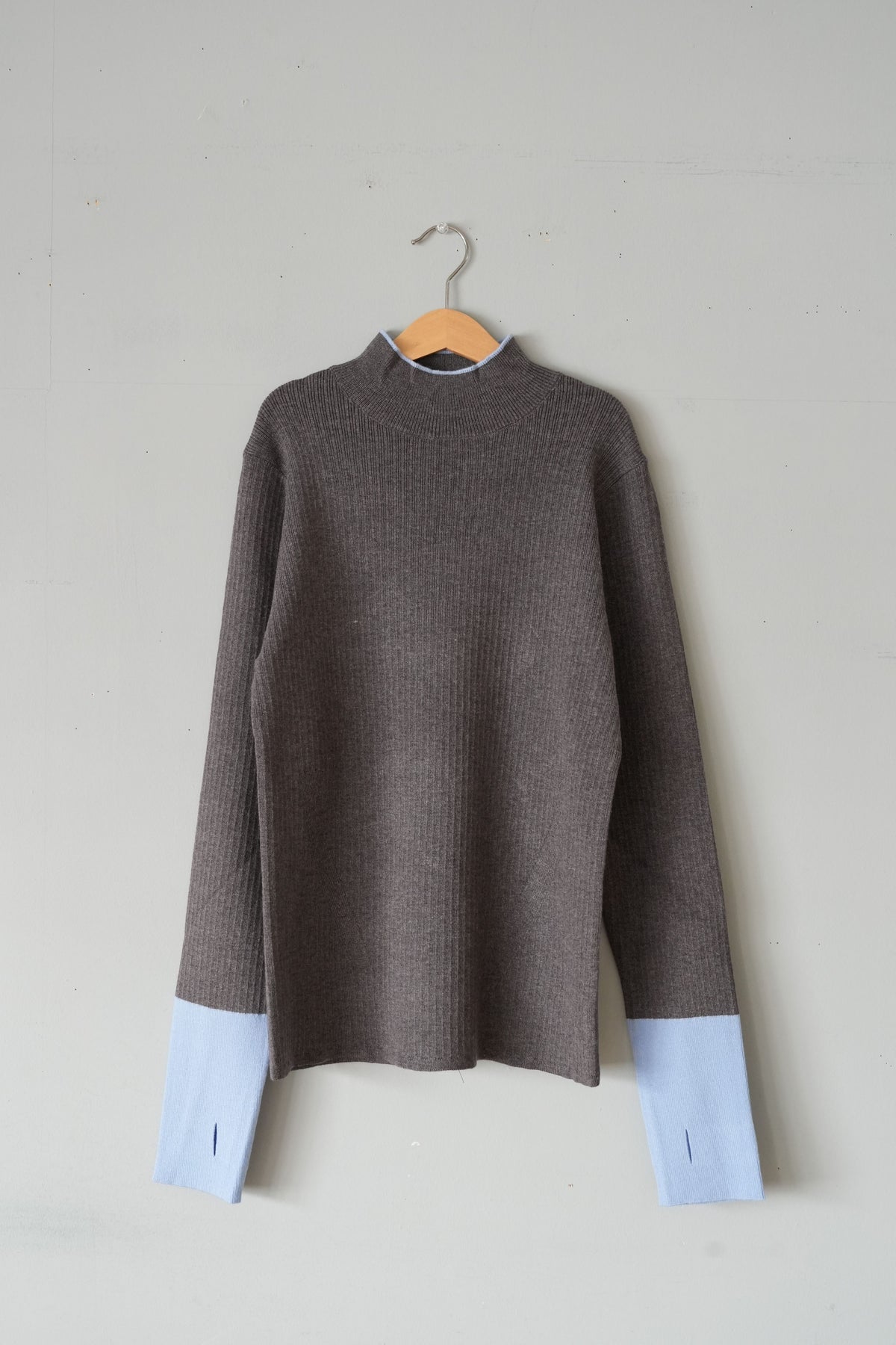 「hunch」YAWAMOCHI ribbed high neck knit -charcoal-
