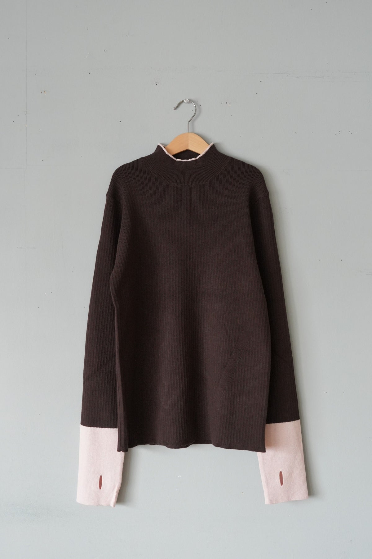 「hunch」YAWAMOCHI ribbed high neck knit -brown-