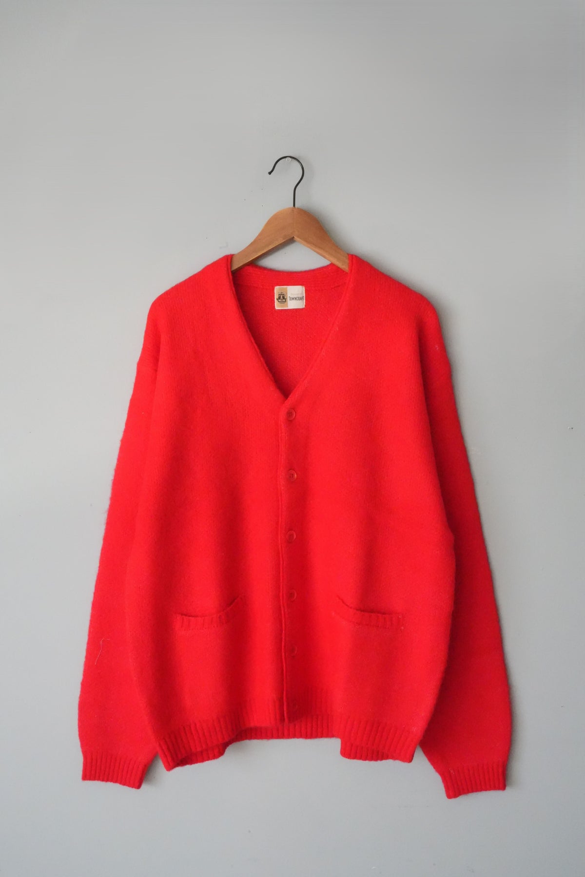「TOWN CRAFT」mohair shaggy cardigan -red-
