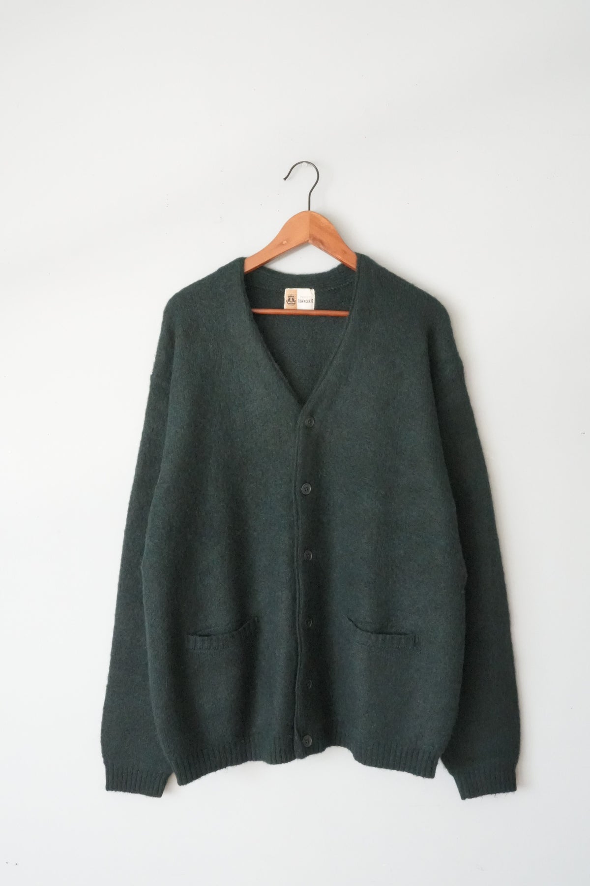 「TOWN CRAFT」mohair shaggy cardigan -green-