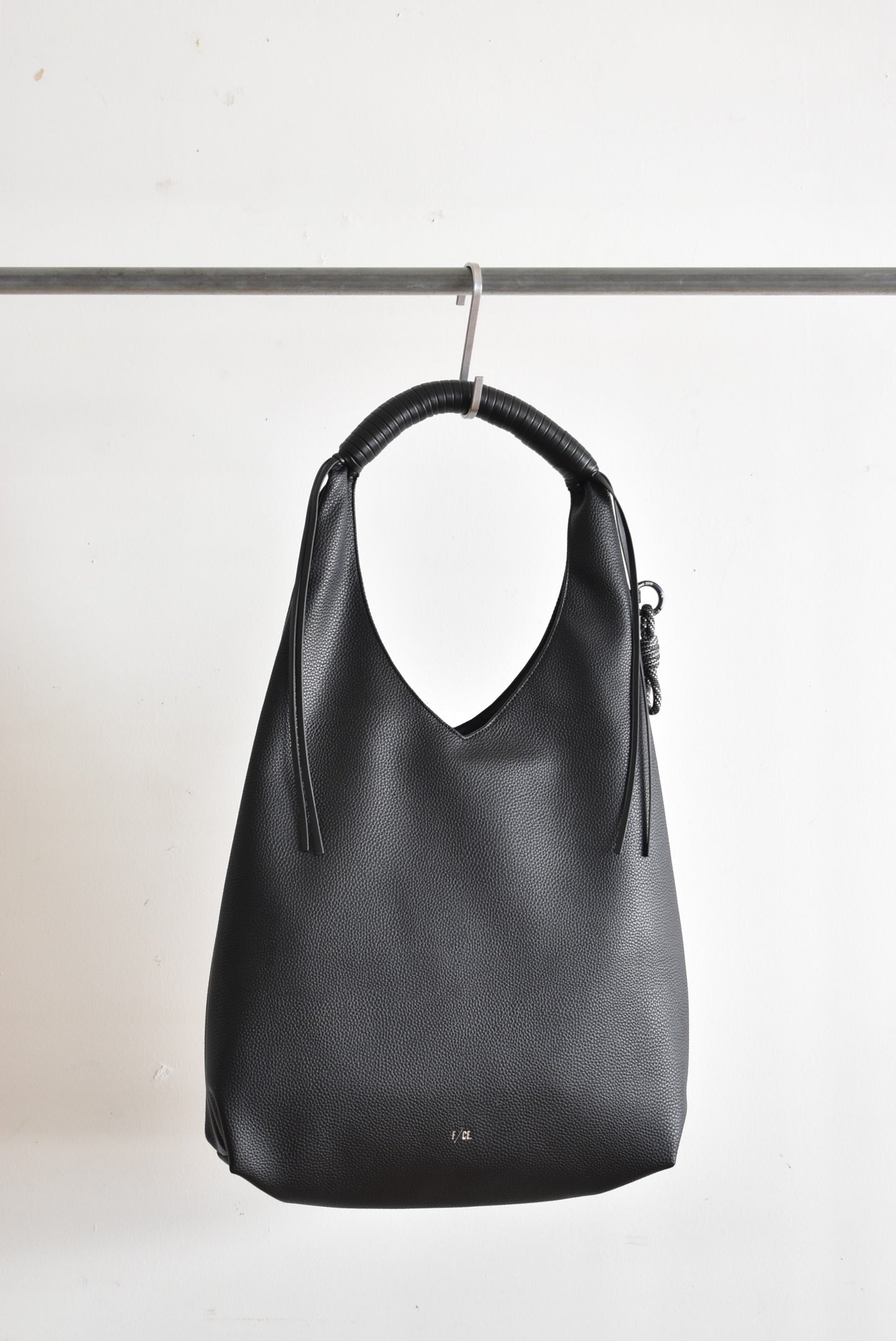 「F/CE.」tech leather wrapping handle tote -black-