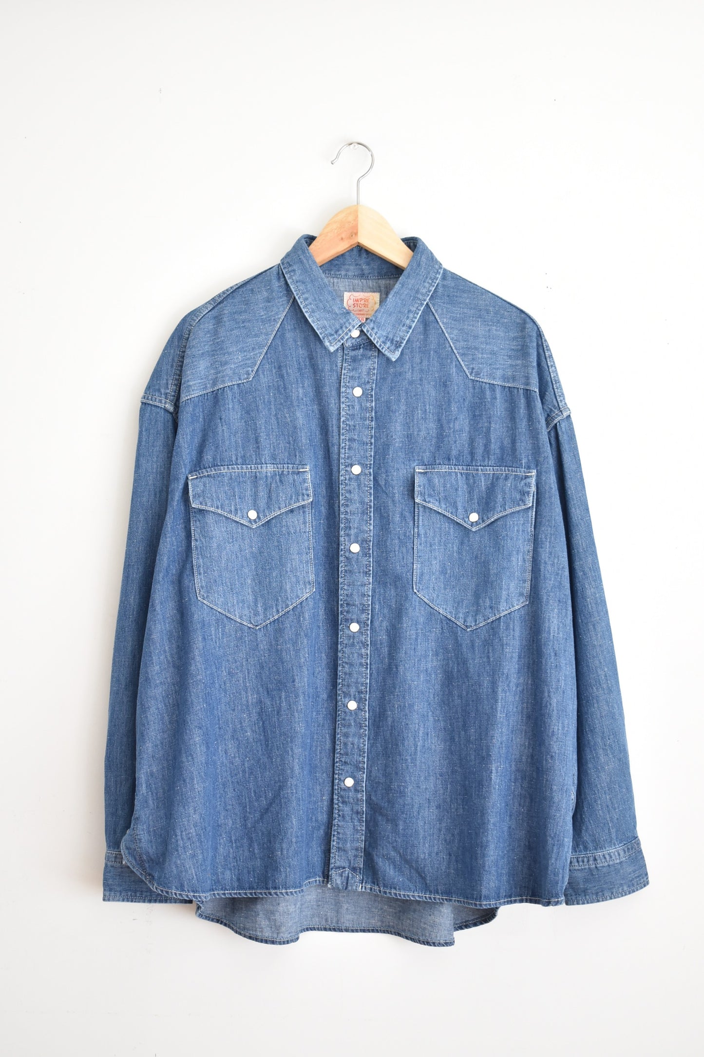 「IMPRESTORE」"dwayne" bascket western shirt -vintage wash denim-