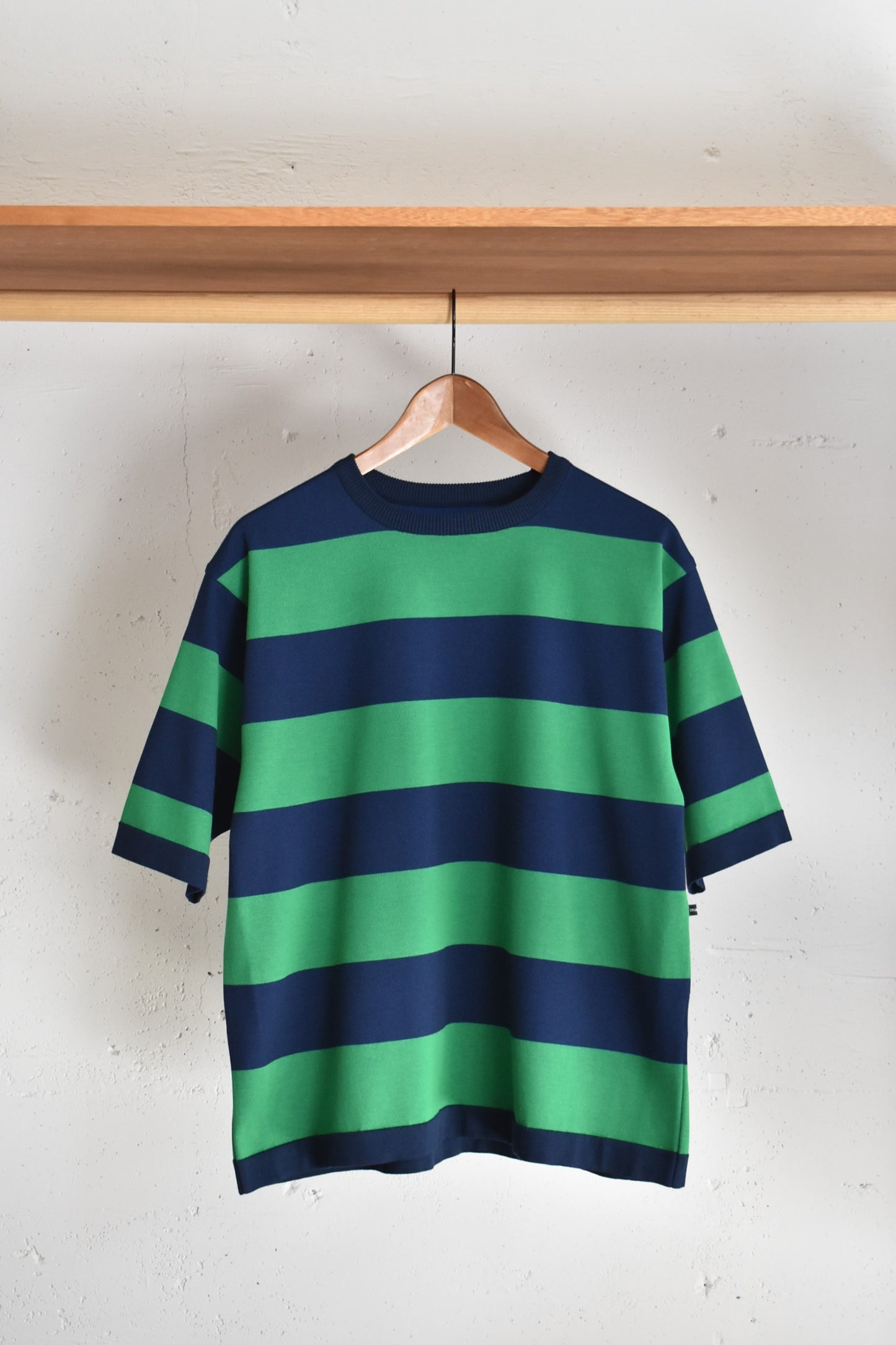 「maillot」wide border half sleeve-Tee -navy/green-