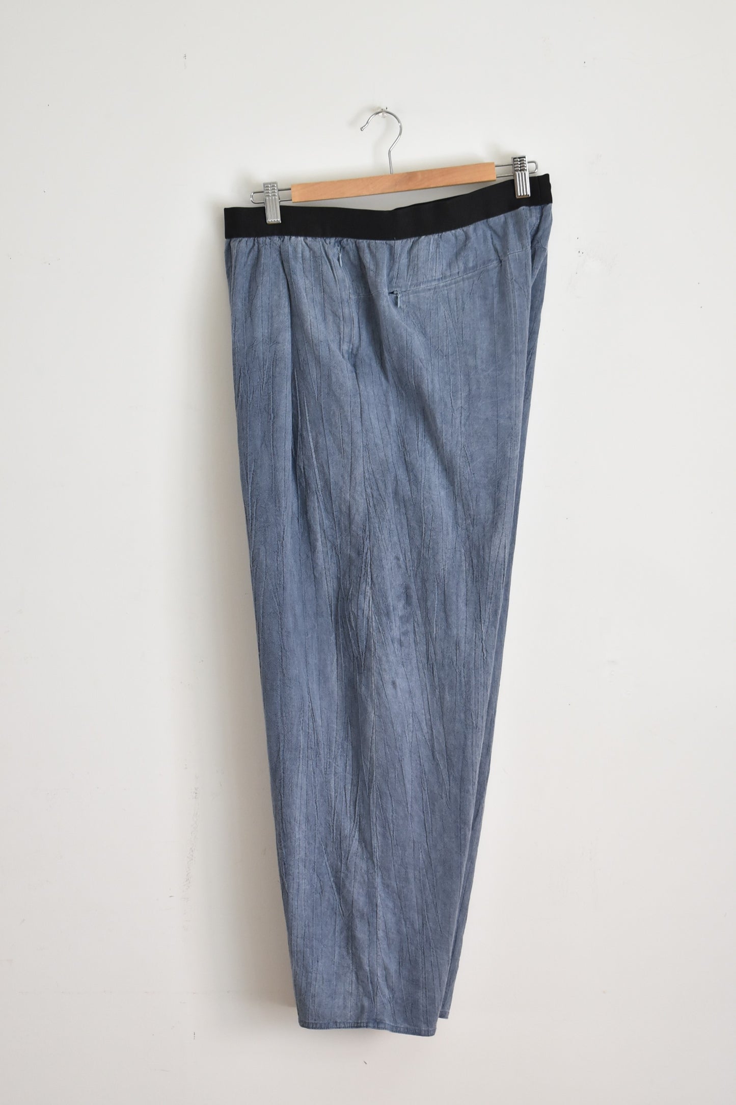 「modem design」linen easy pants -blue-