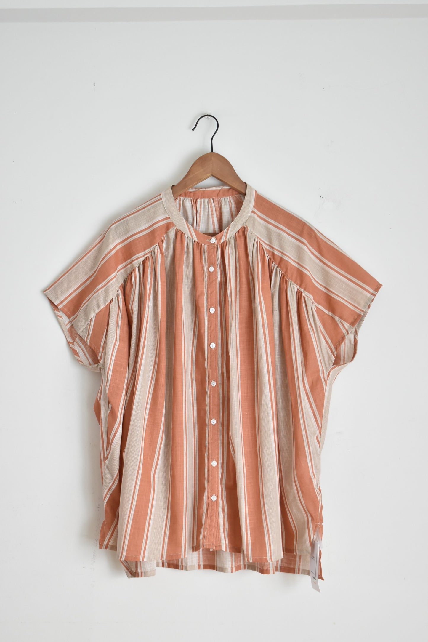 「noia」cotton slab stripe brouse