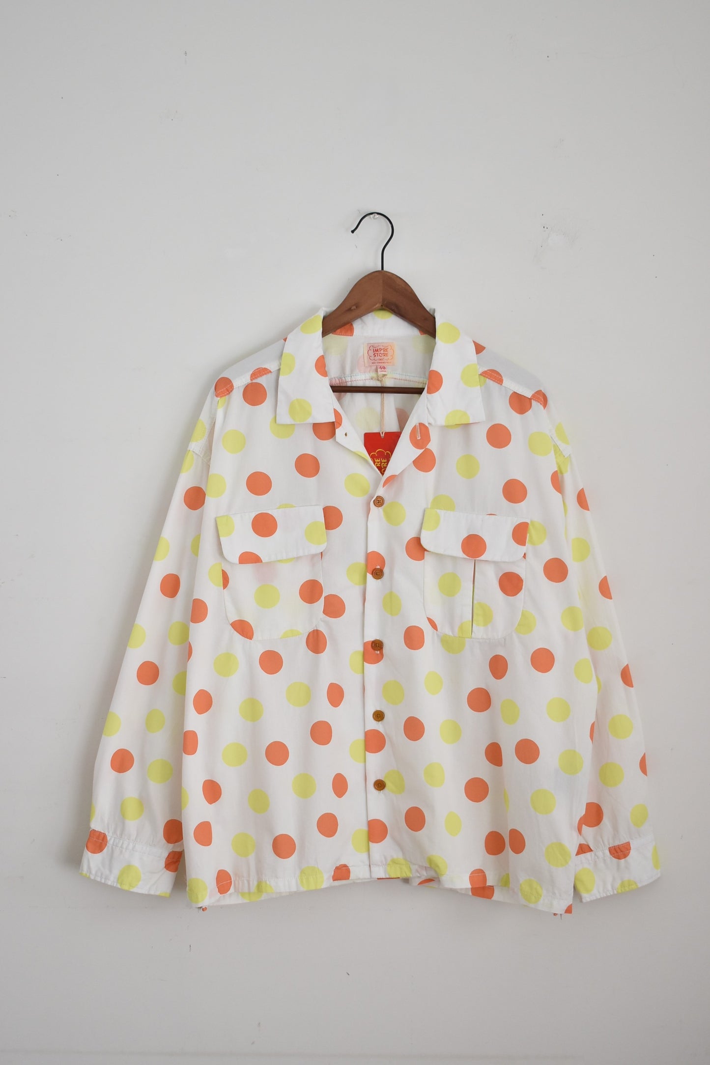 「IMPRESTORE」"Herb"polka dot open collar shirts -white-