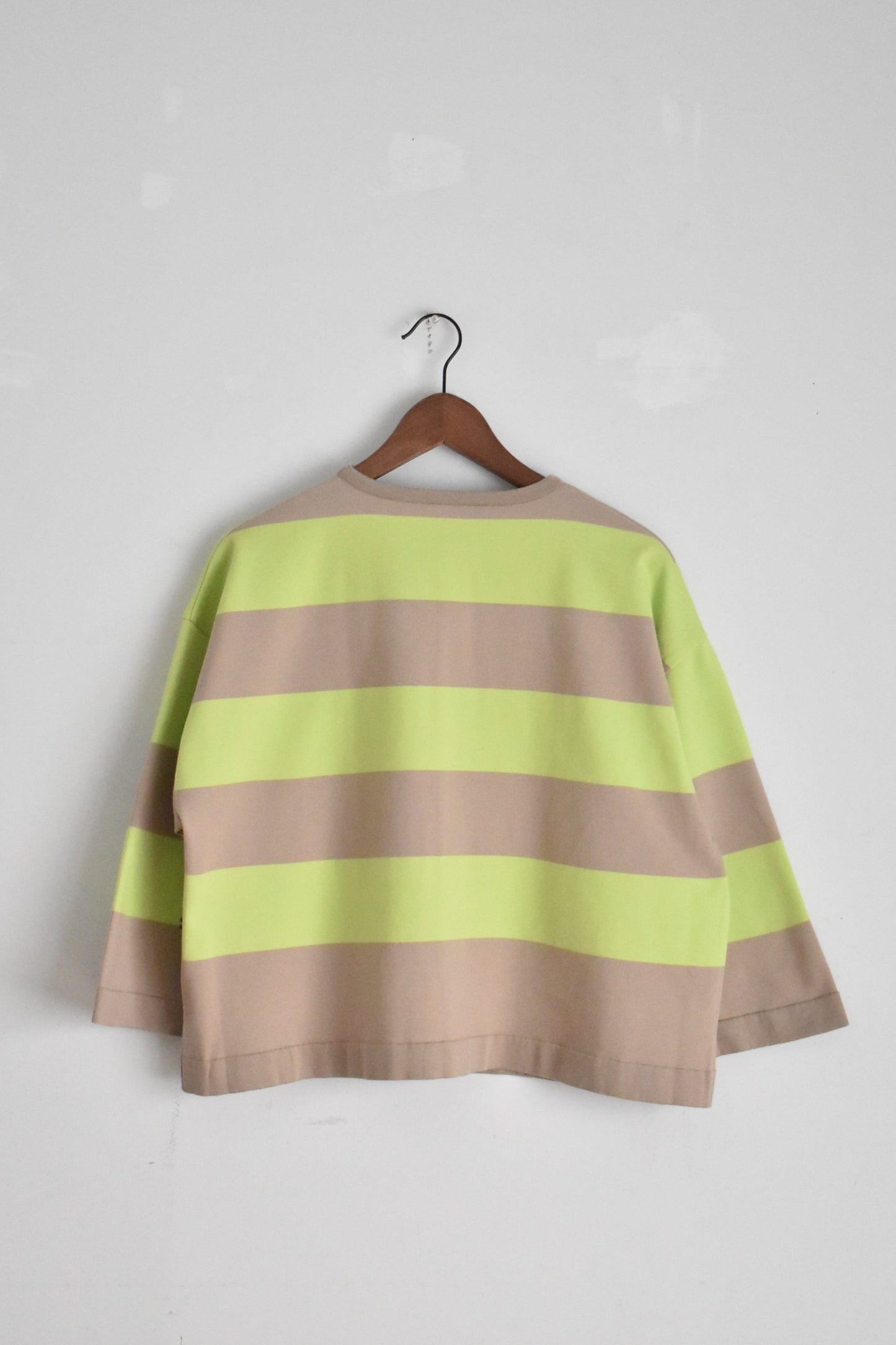 「maillot」wide border 2way cardigan -beige/lime-