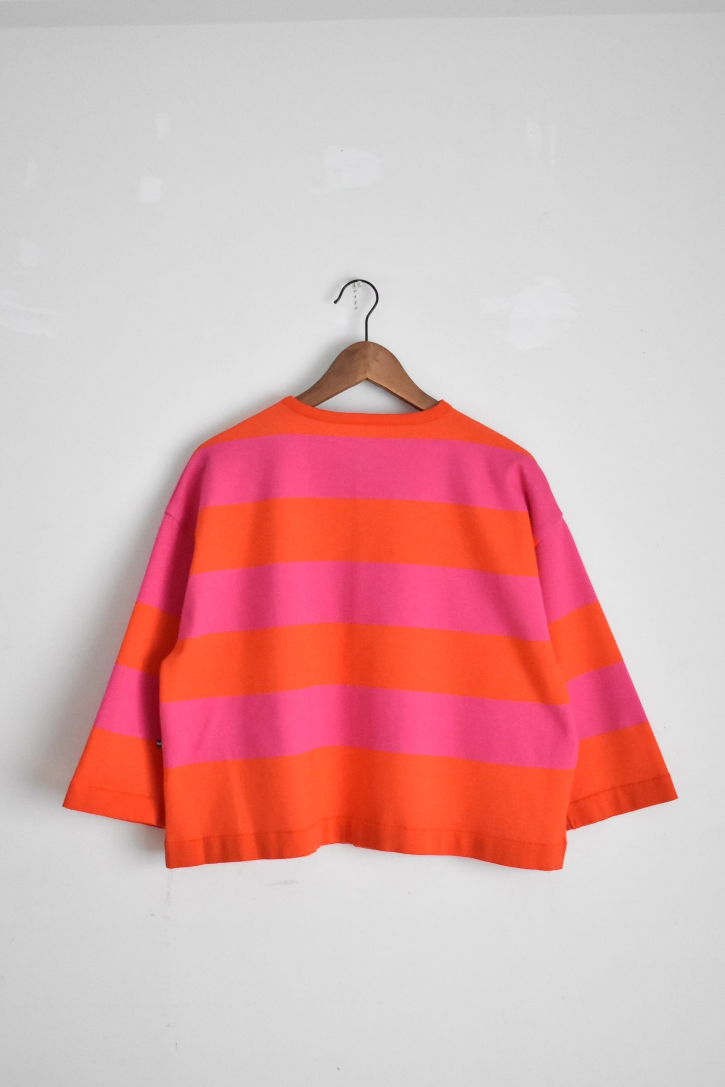 「maillot」wide border 2way cardigan -orange/pink-