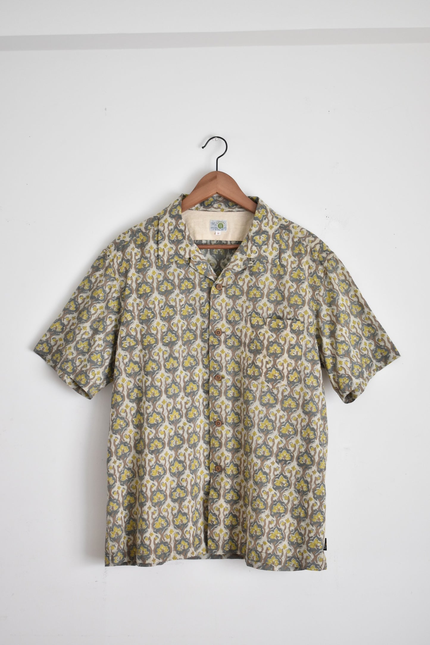 「GOHEMP」open mind shirts -block print gray-