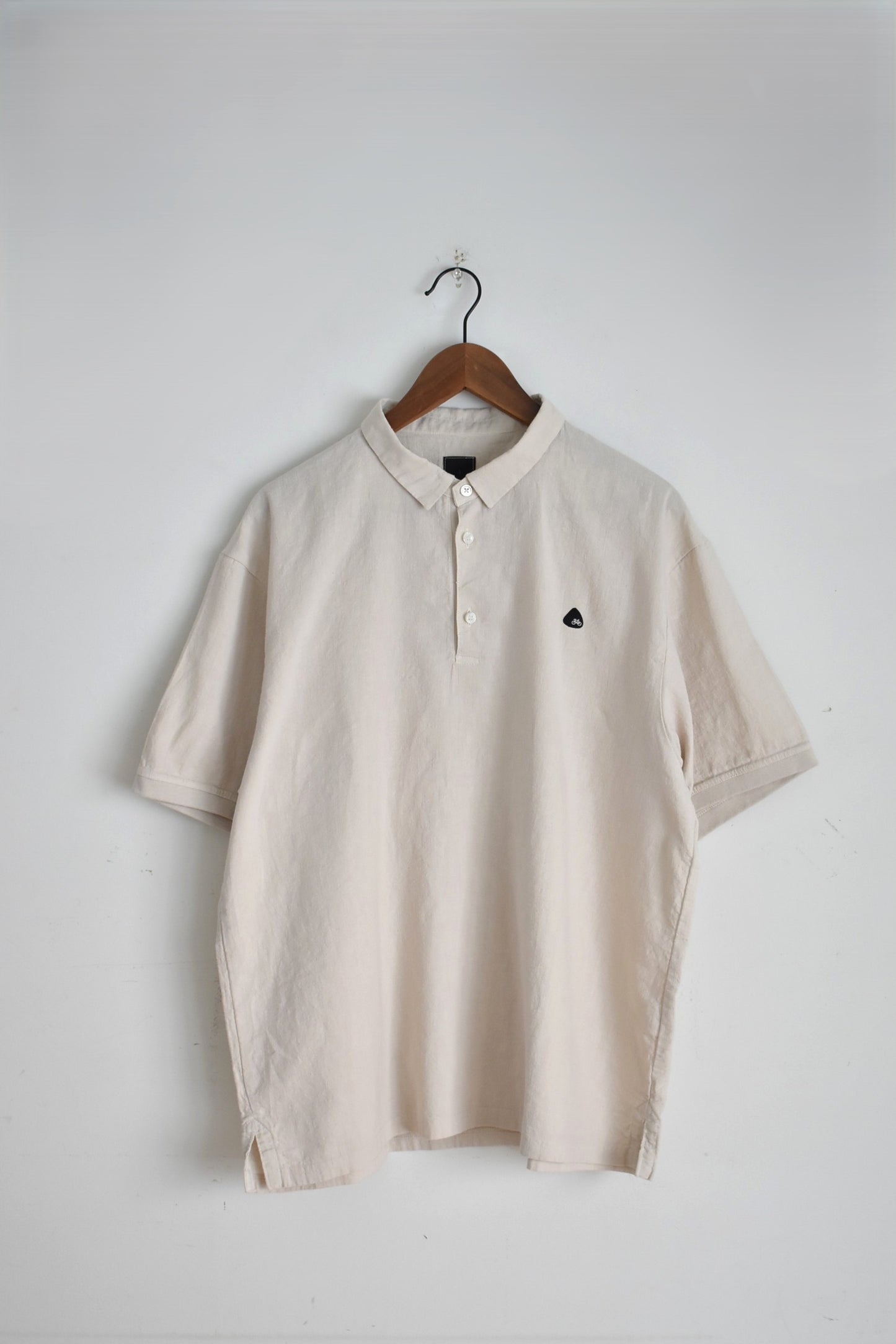 「maillot」linen rich polo shirt-tee -ivory-