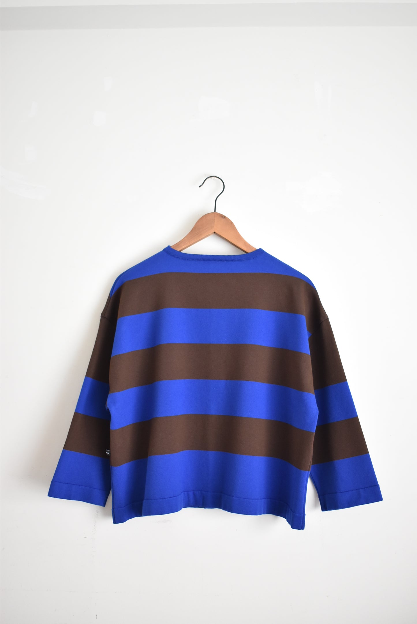 「maillot」wide border 2way cardigan -royal/brown-
