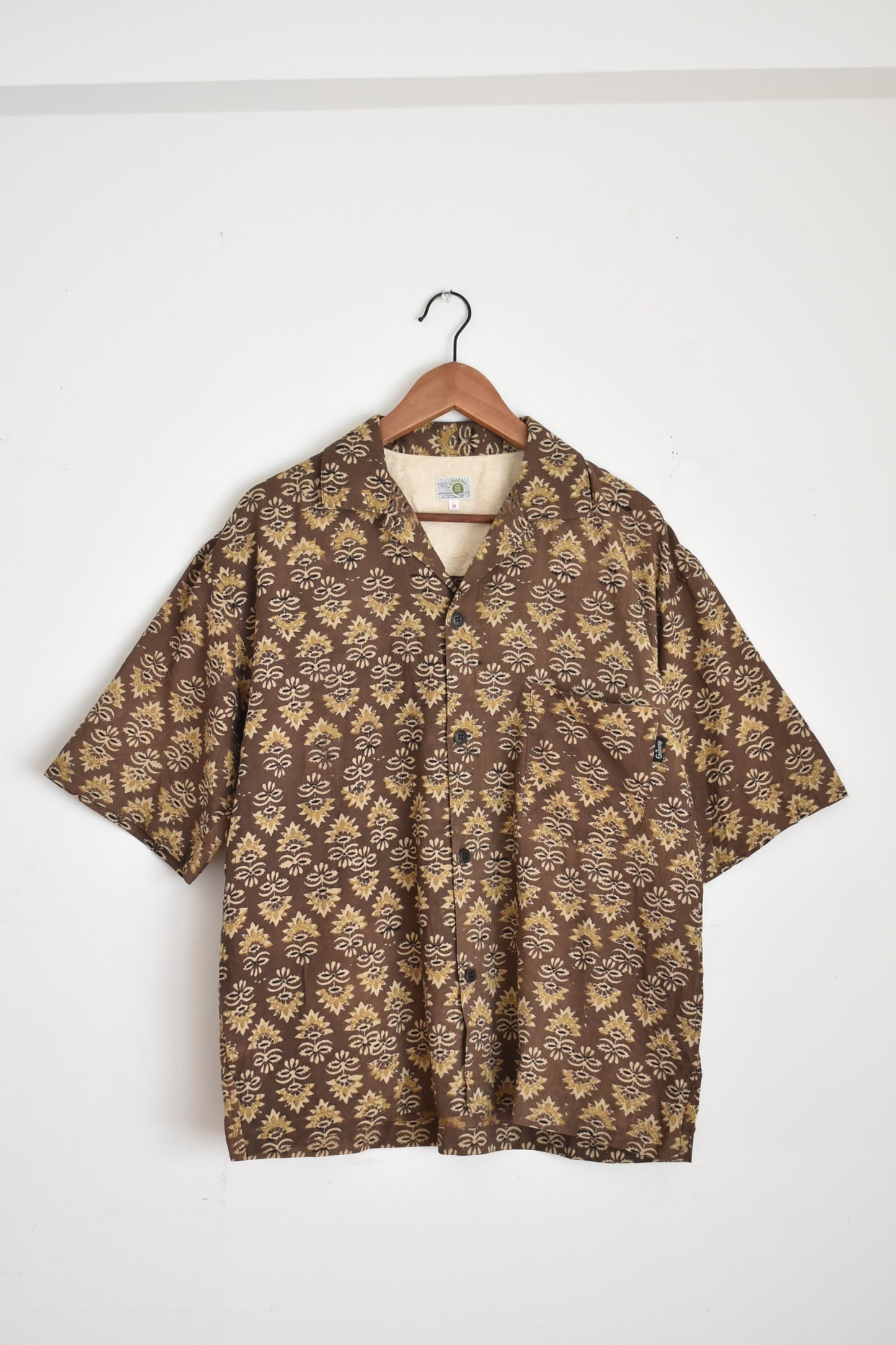「GOHEMP」green hill shirts -block print・brown-