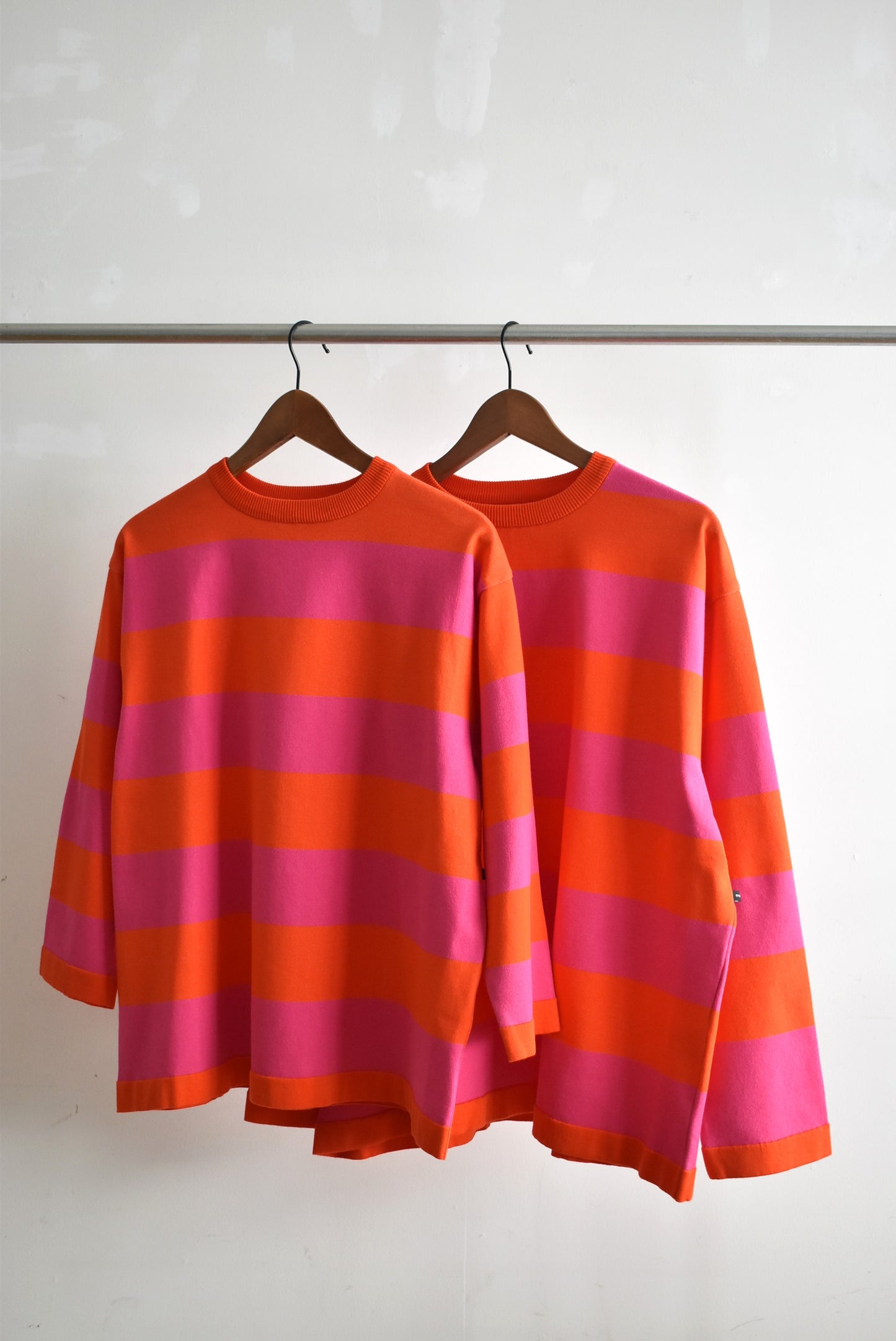 「maillot」wide border long T -orange/pink-