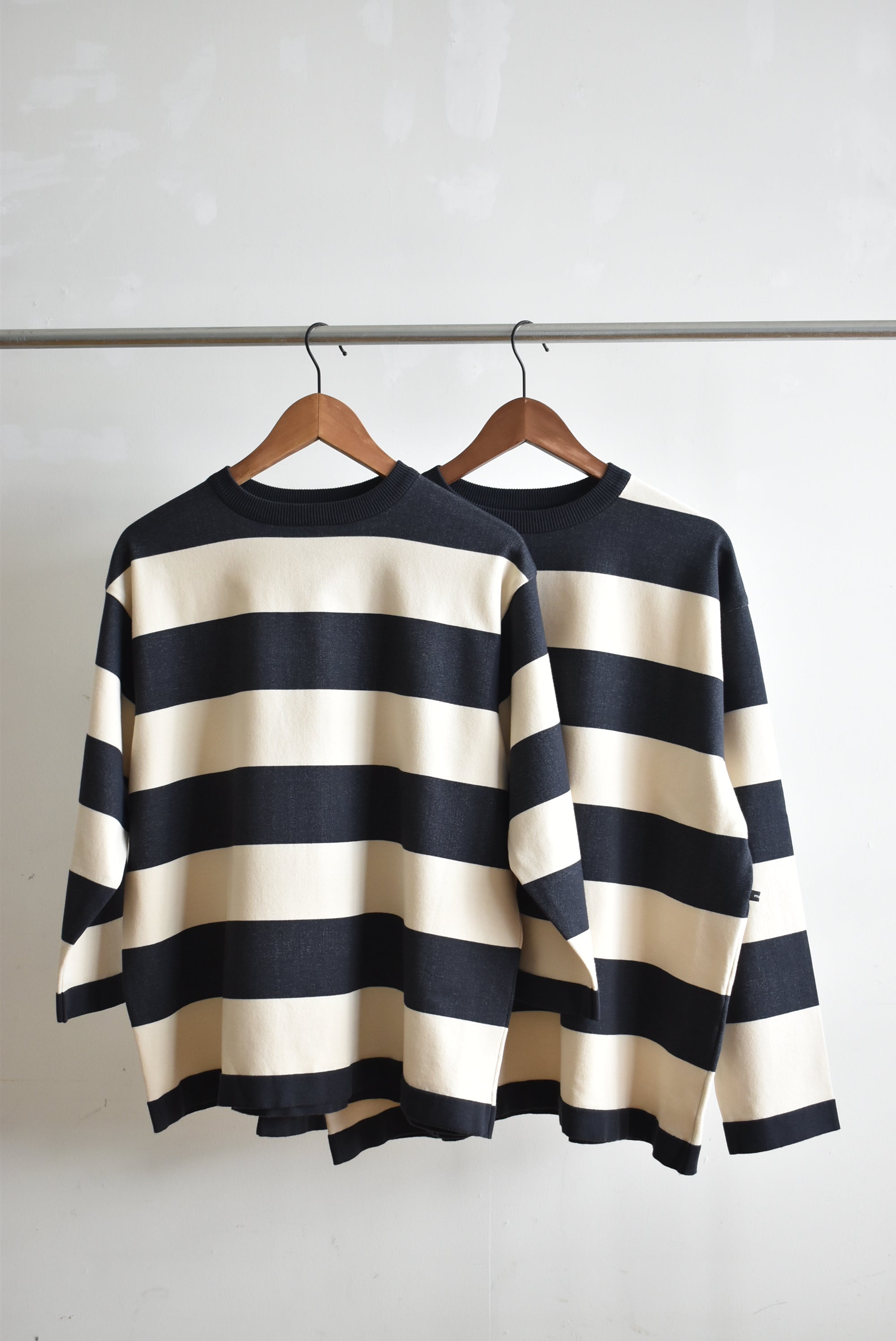 maillot」wide border long T -charcoal/silver- – 【セレクト