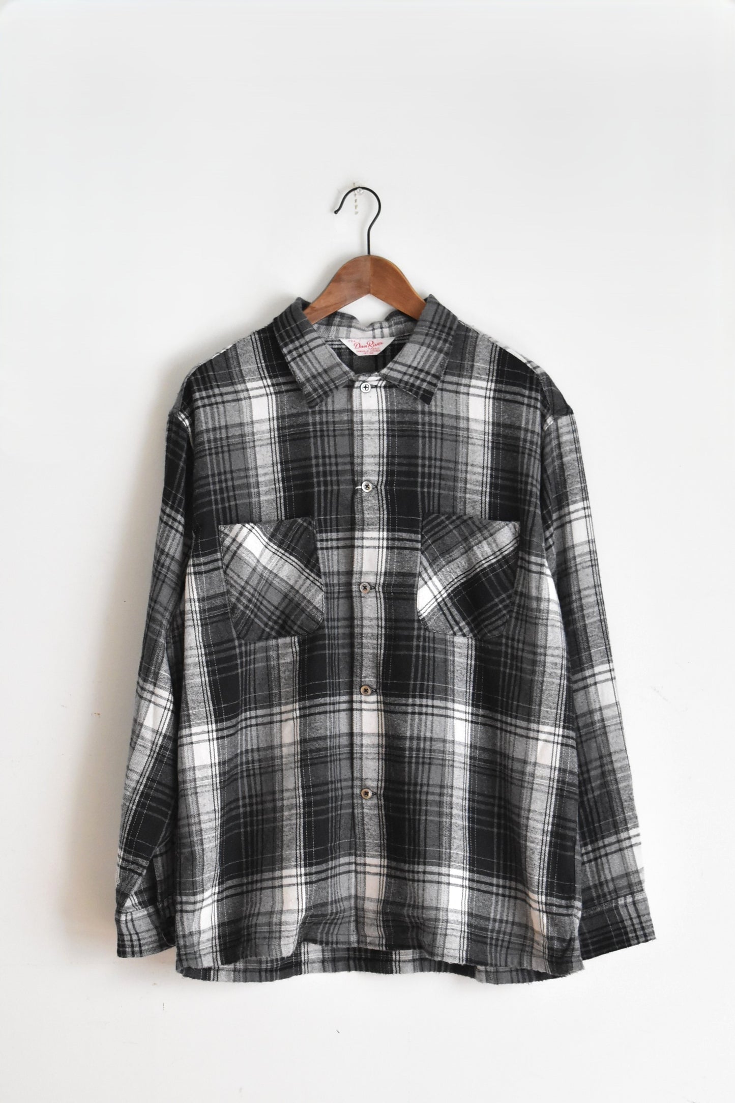 「Dan River」worn-out check flannnel shirts -black-
