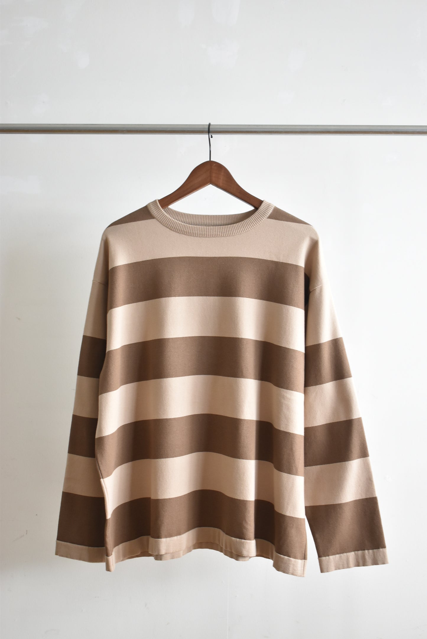 "maillot" wide border long T-charcoal/silver