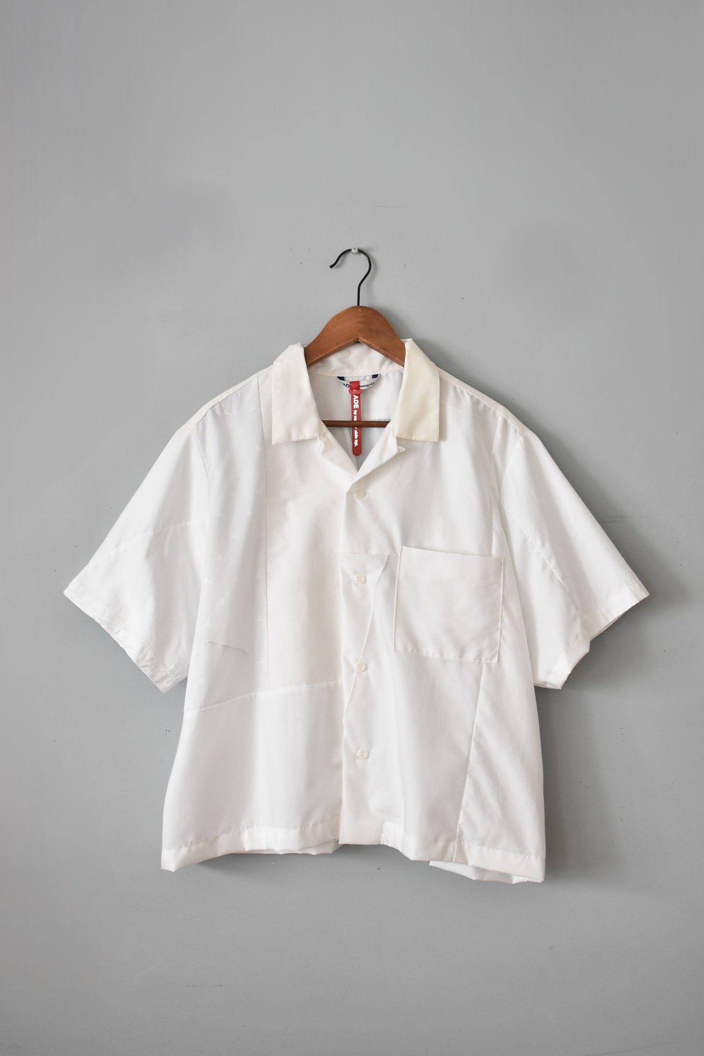 「SUNNY SIDE UP」remake patchwork open collar shirts -white mix/size2-