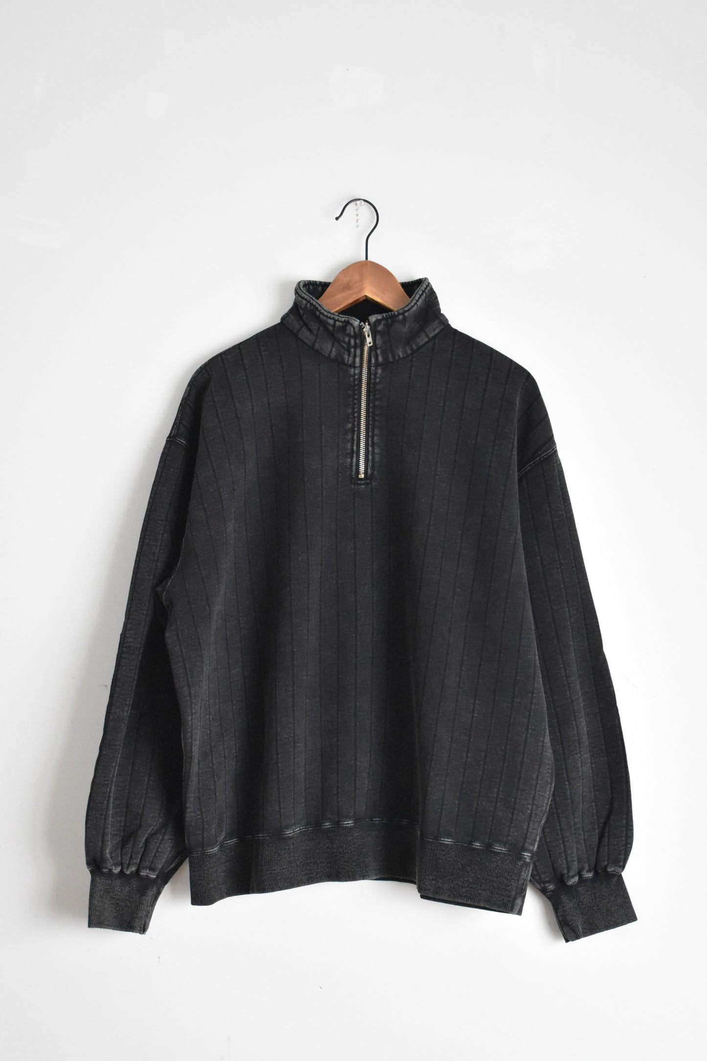 「imprestore」"tandino"needle pulling hurf zip sweat -balck-