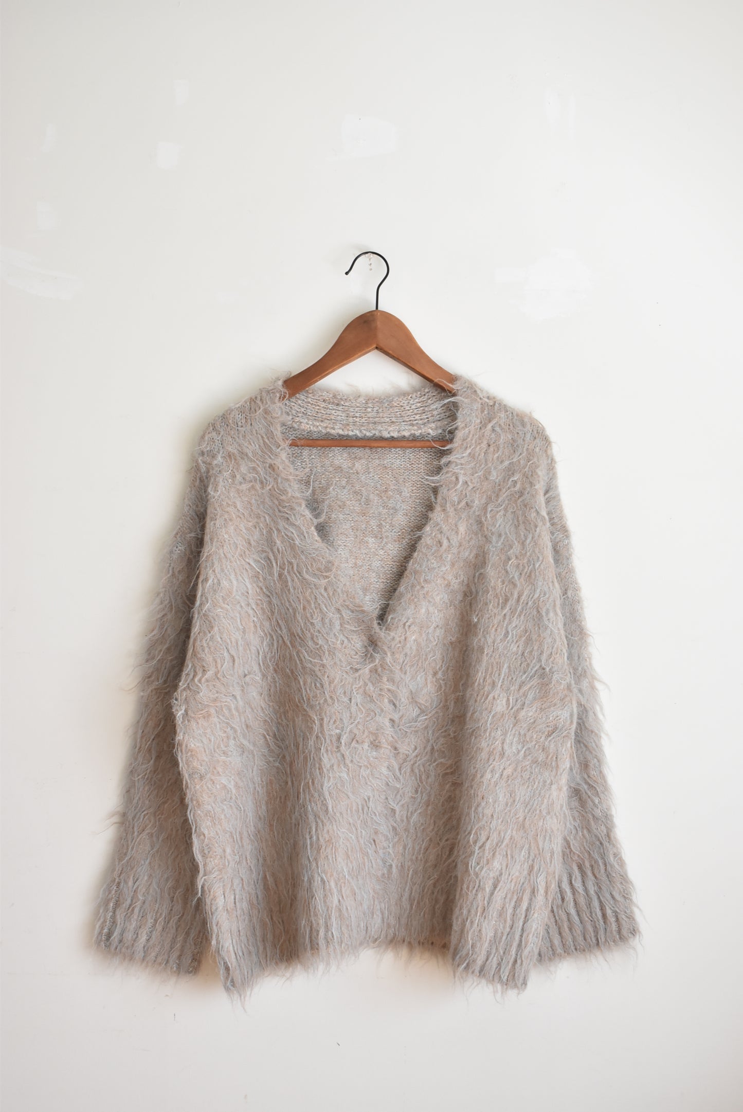 「hunch」shaggy knit cardigan -beige-