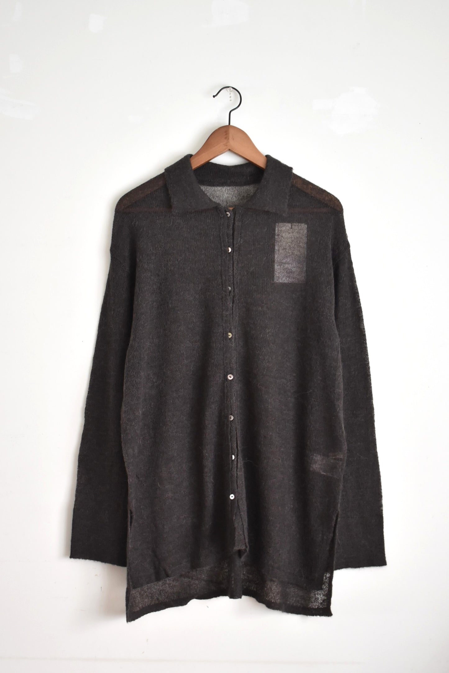 「hunch」alpaca knit shirts -charcoal-