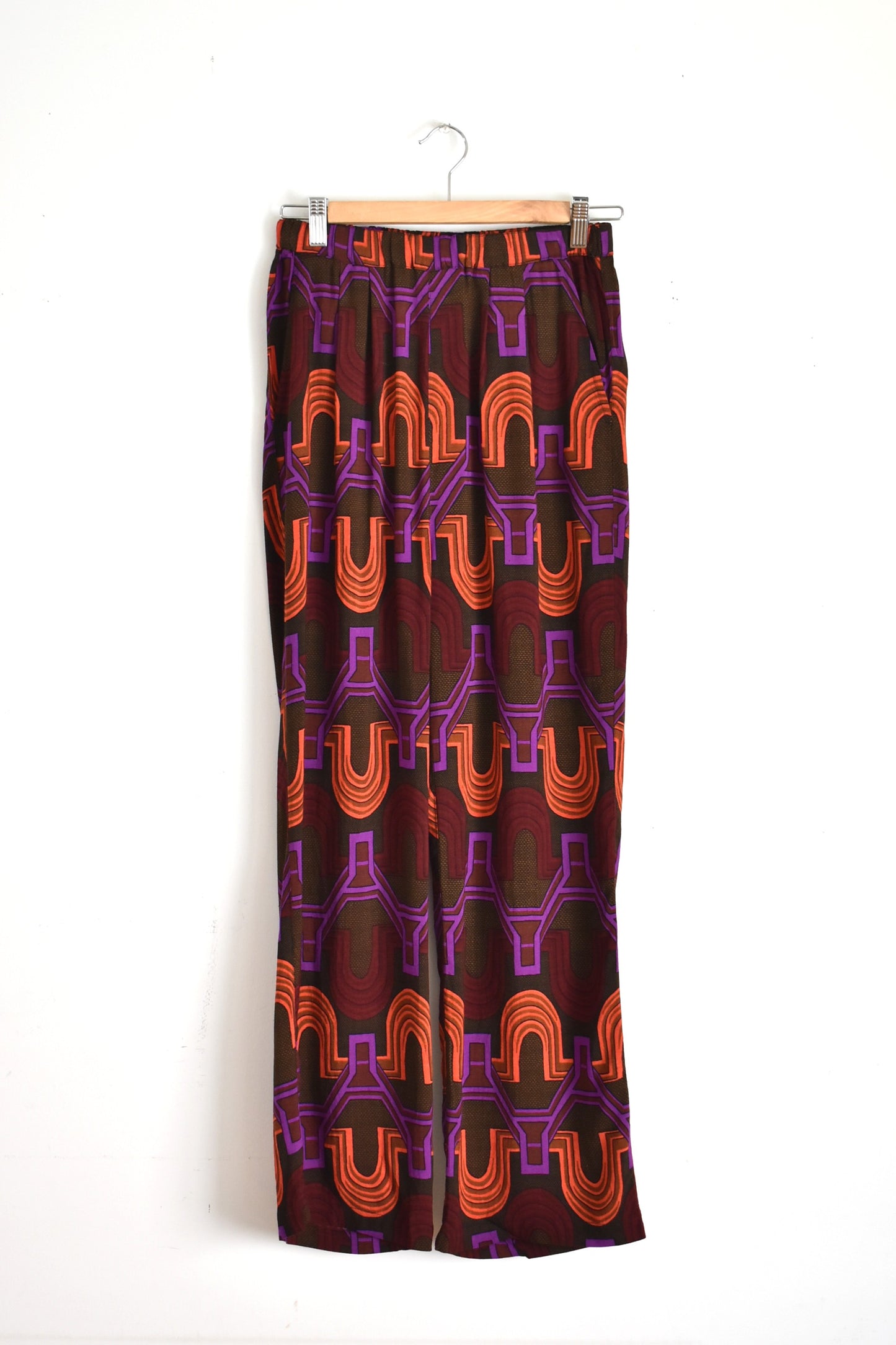 「noia」rayon print easy pants -afrian brown-