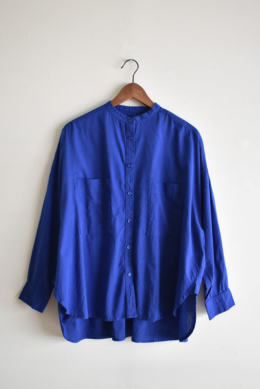 「noia」stand collar over shirt -blue- (women)