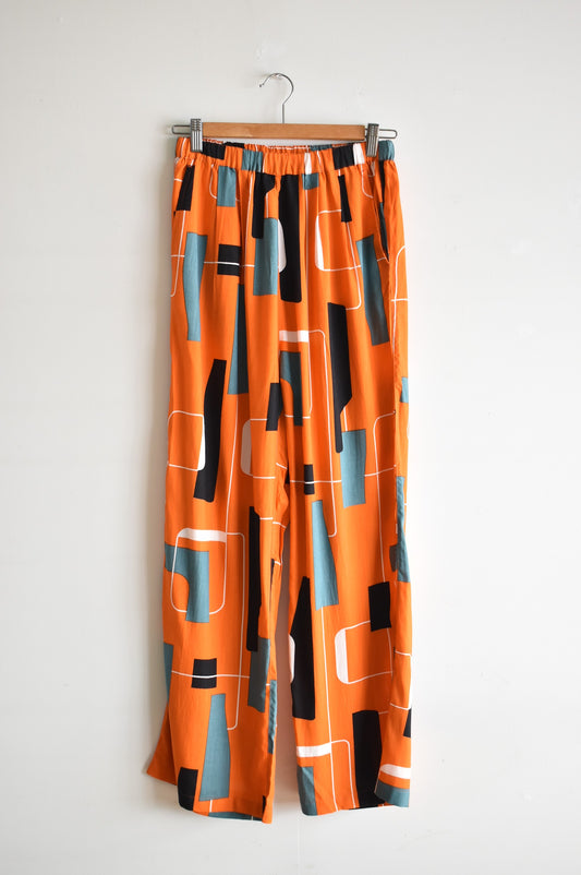 「noia」rayon print easy pants -geometry/orange- (women)