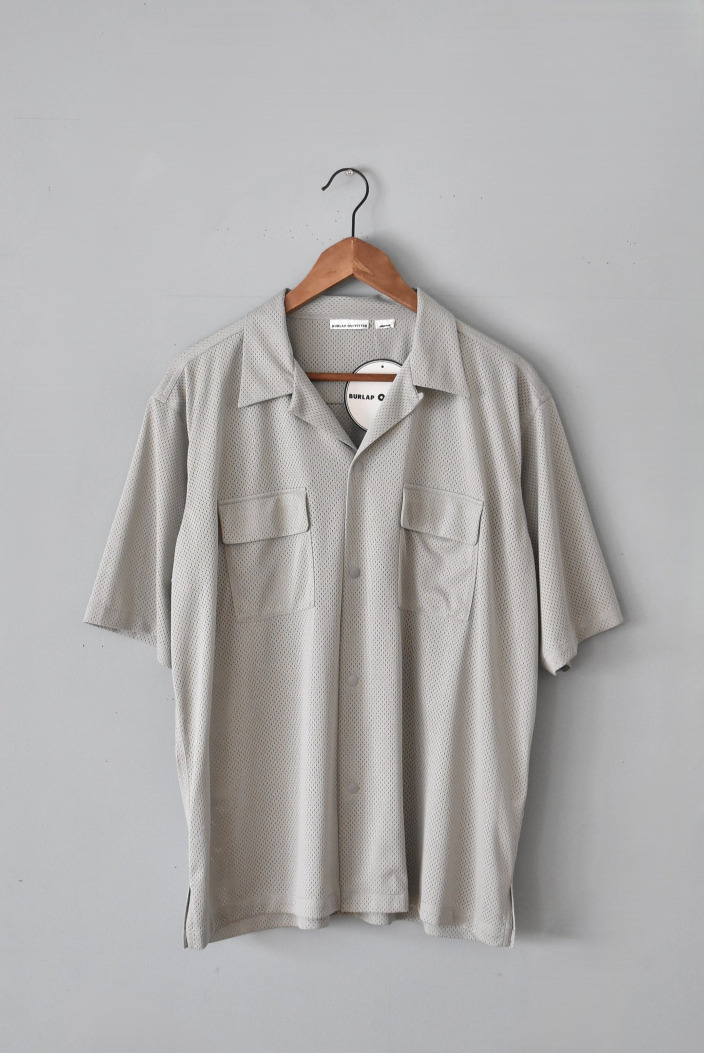 「BURLAP OUTFITTER」mesh camp shirts -ash-
