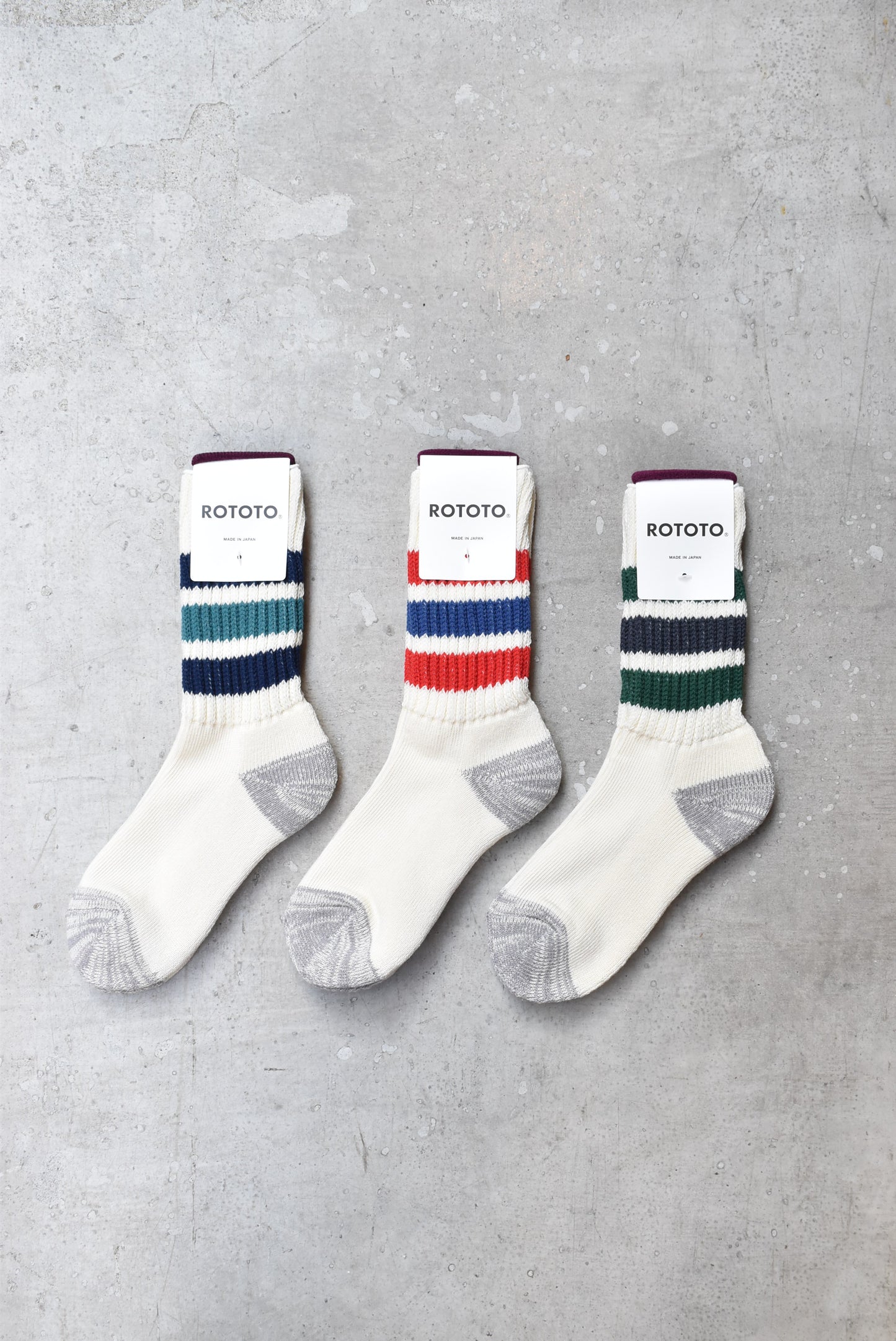 「ROTOTO」corse ribbed oldschool crew socks