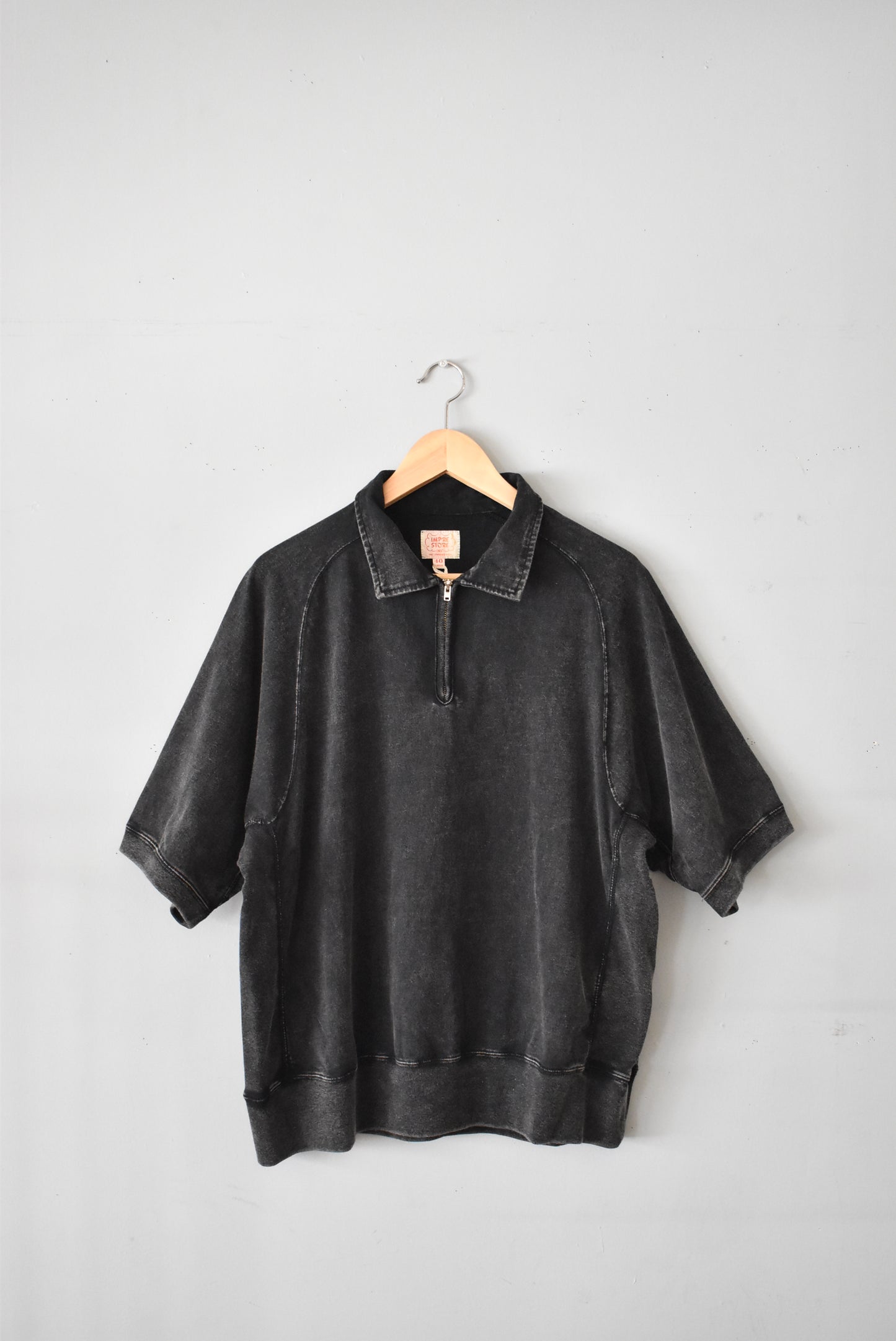 「imprestore」short sleeve half zip polo -black-