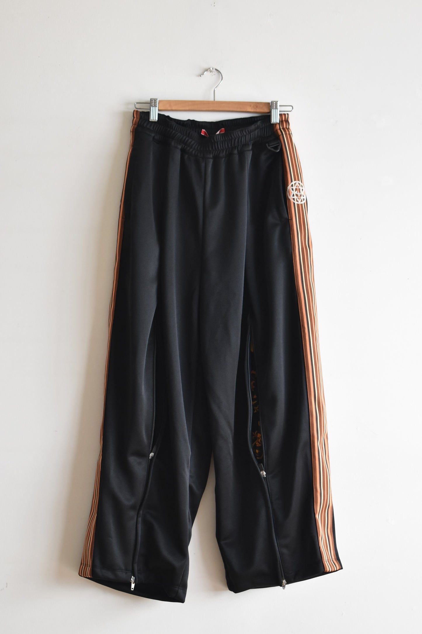 "leh" sweat wide track pants -orange-