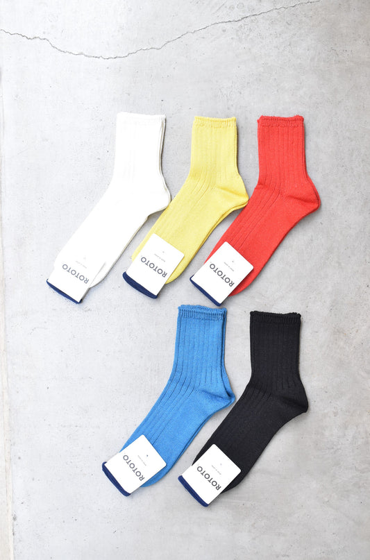 「ROTOTO」linen cotton ribbed ankle socks
