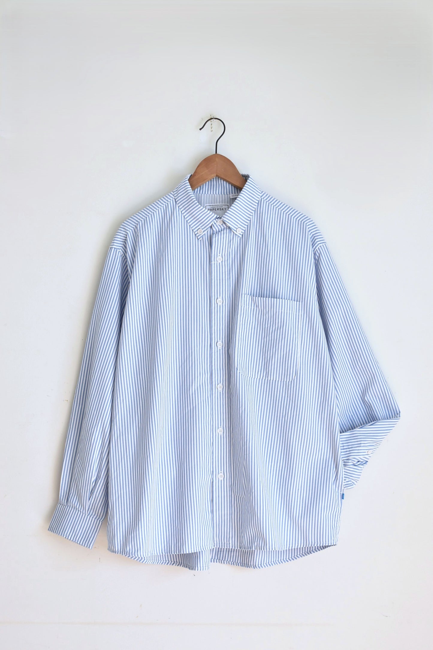 「PAPERSKY」HIKE&BIKE CAVE big stripe shirts -sax-