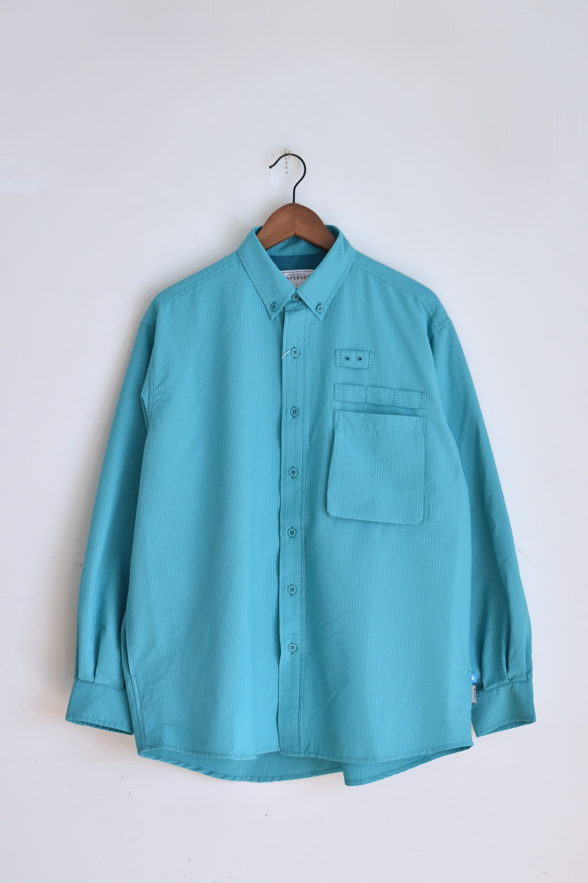 PAPERSKY」HIKE&BIKE CAVE big shirts with Foxfire -turquoise