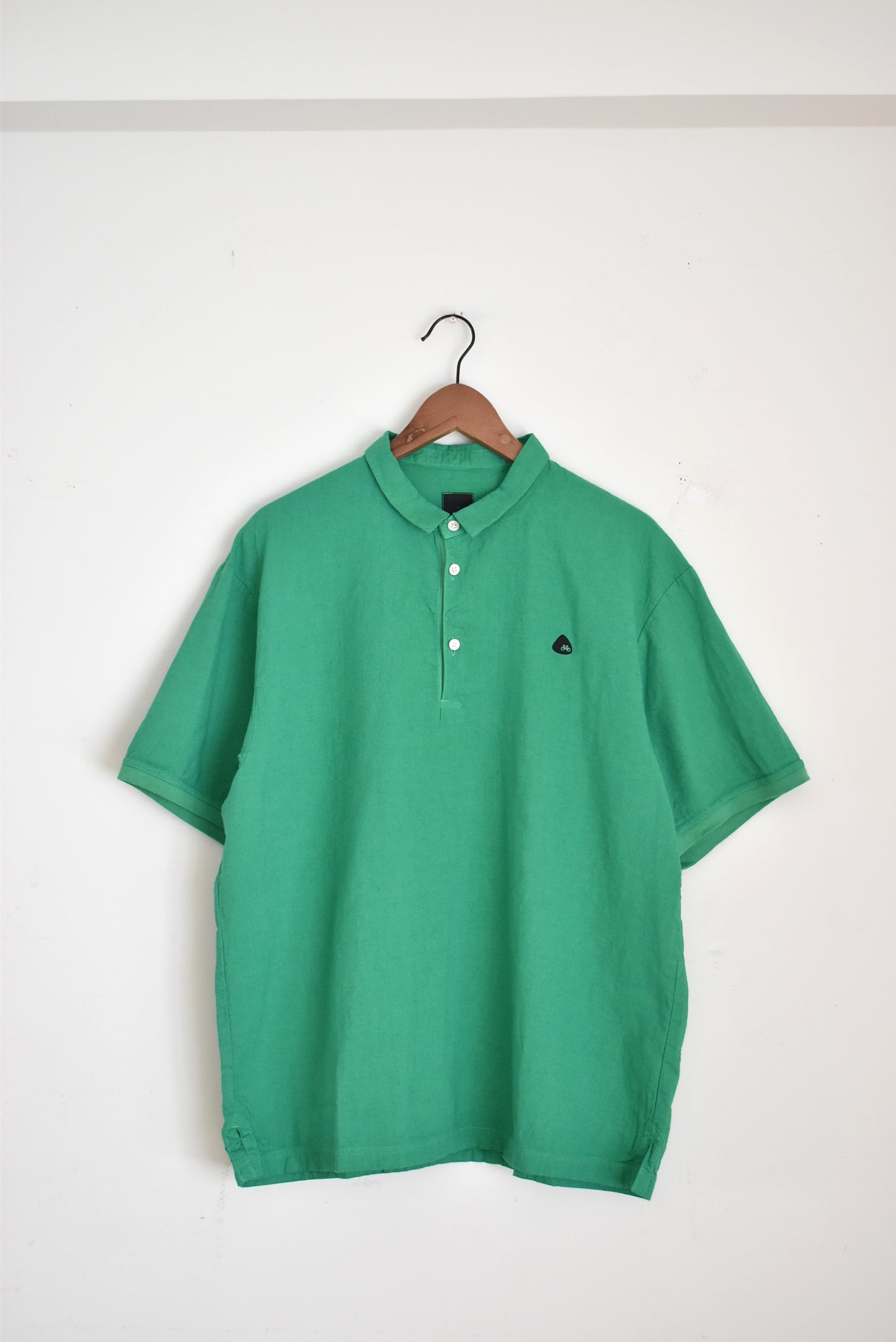 「maillot」linen rich polo shirt-tee -green-