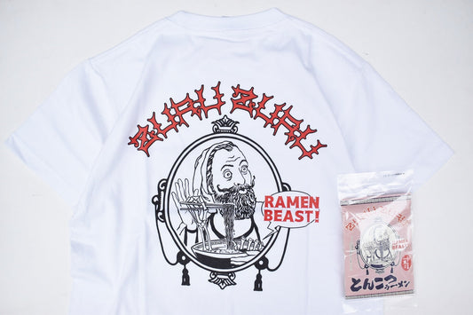 「Zuru Zuru x Ramen Beast」 S/S Tee (とんこつラーメン付き)