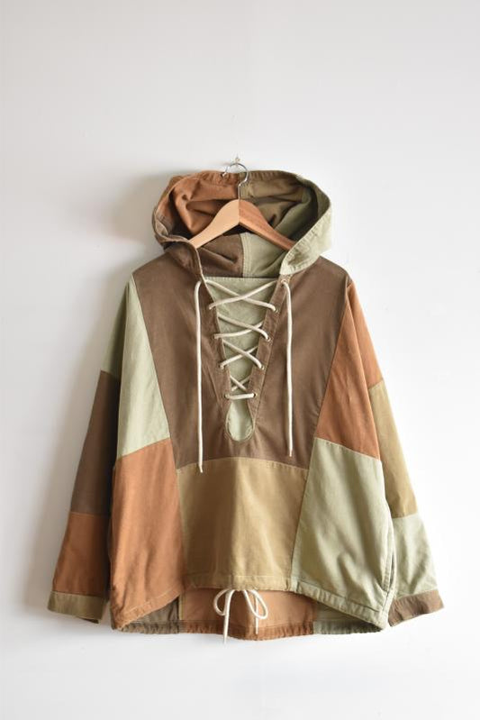「HAVE A GRATEFUL DAY」lace up hoodie -brown-
