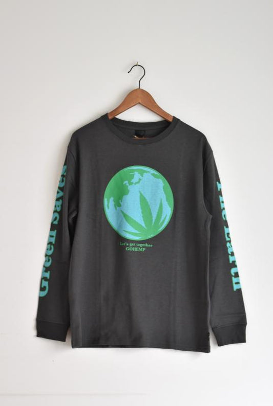 「GOHEMP」save the earth L/S T -charcoal-