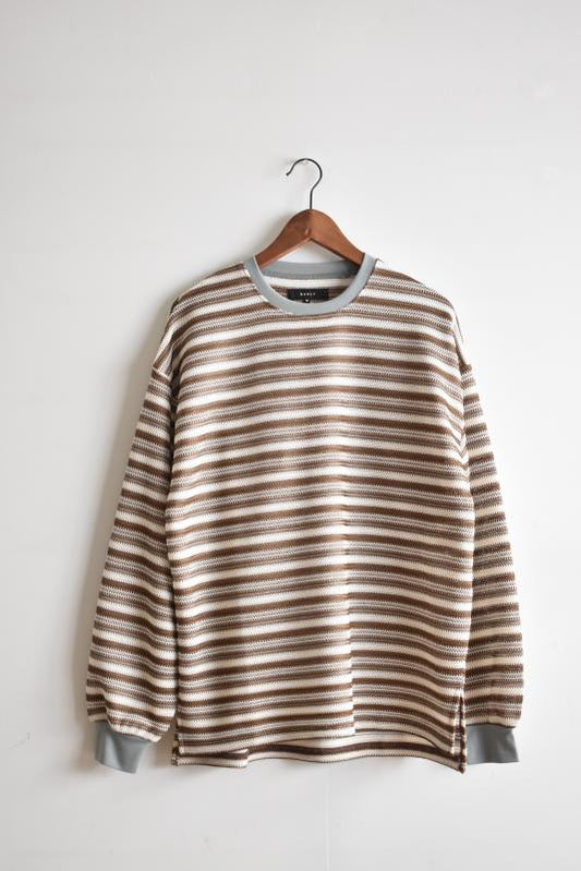 「QUOLT」airly border knit -brown-