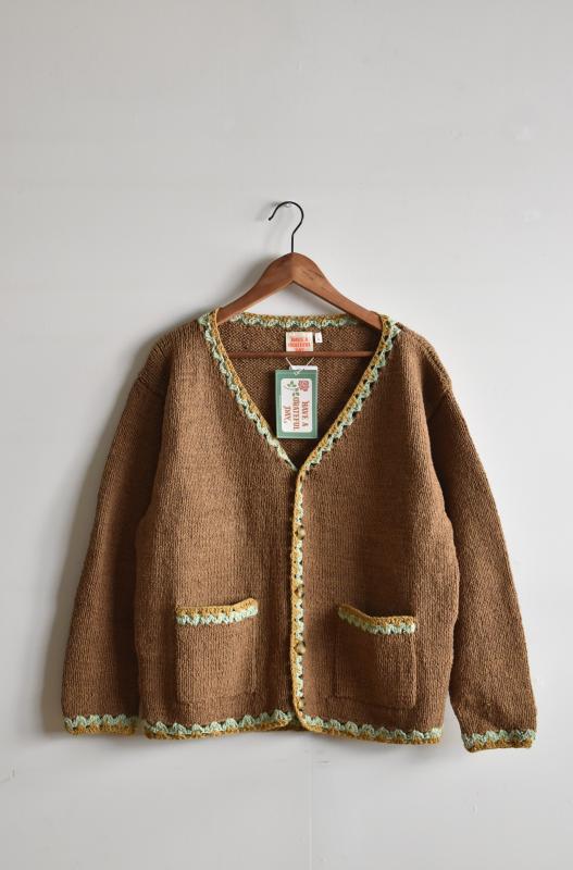 "HAVE A GRATEFUL DAY" cotton knit cardigan -camel- 